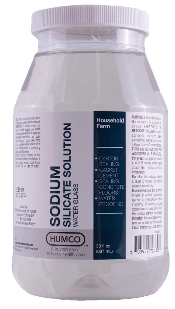 Solución Silicata Humco Sodio 30 oz, Cristal de Agua.