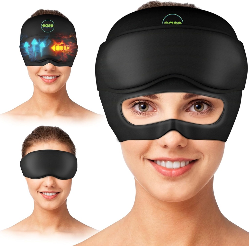 Migraine Relief Cap - 2 in 1 Soothing Headache Relief Cap with Detachable Eye Mask 20% Extra Gel - Headache Hat for Migraines - Cold Ice Head Wrap Products for Stress, Tension, Hangover &amp; Puffy Eyes
