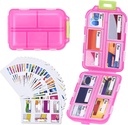 1 Pack 10 GRIDS Travel Pill Organizer Box con 189 etiquetas - Travel Medicine Case Kit - Pocket Daily Pharmacy Container - Dispensador de portadores de medicamentos de viaje para el almacenamiento de vitaminas de aceite de pescado