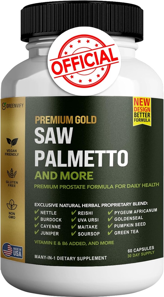 Saw Palmetto para hombres suplemento de próstata ← Apoyo a la próstata Suplemento para la salud de los hombres ¦ Potent Saw Palmetto para DHT, orina y salud de próstata (60, hombres)