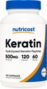 Nutricost Keratin Hydrolized Peptide Capsules - 500MG, 120 cápsulas (60 piezas) - Fórmula libre de gluten