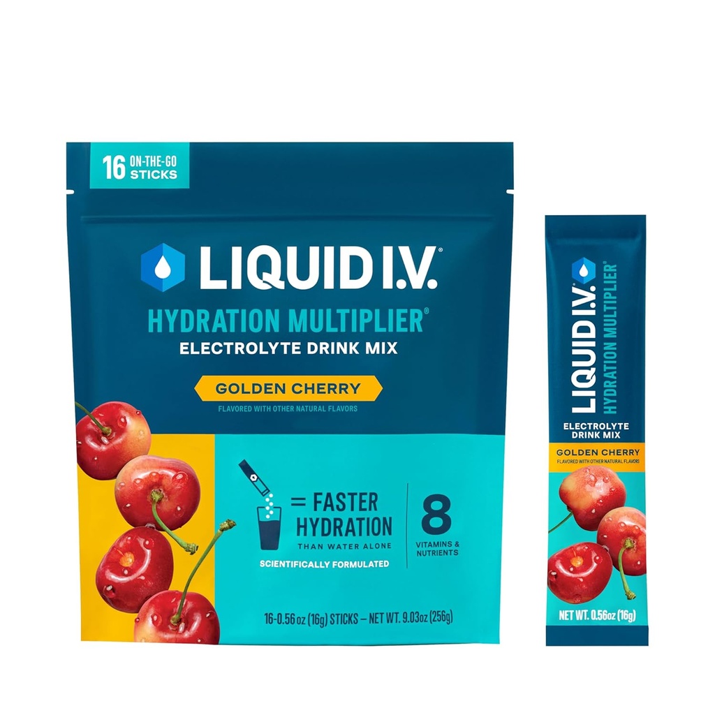 Líquido I.V.® Hydration Multiplier - Golden Cherry ← Electrolyte Powder Drink Mix tención 1 Pack (16 Servings)