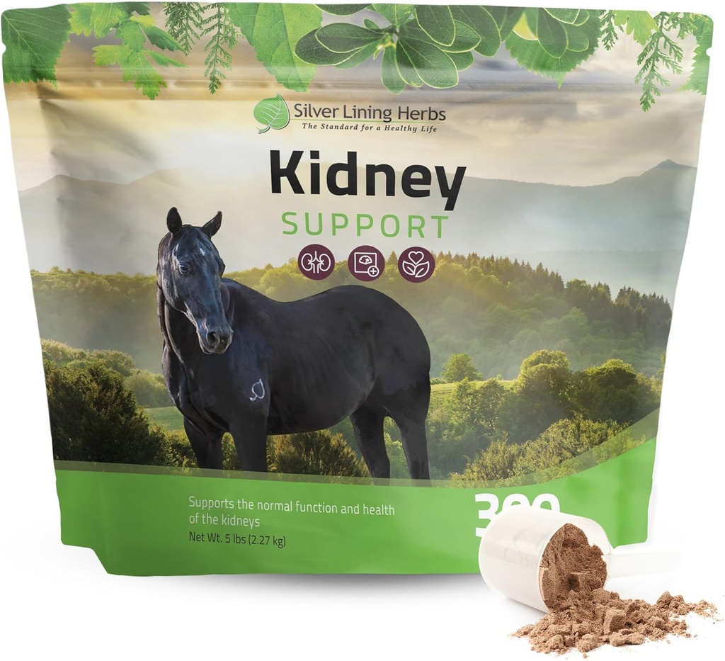 Herbs de Plata Apoyo al Niño Suplemento para Caballos - Suplementos de Caballos para la Salud del Riñón y Apoyo a la Vejiga - Completo con Chamomile, Ajo, Berry Juniper, y Más - 5 lb (300 Servimientos)