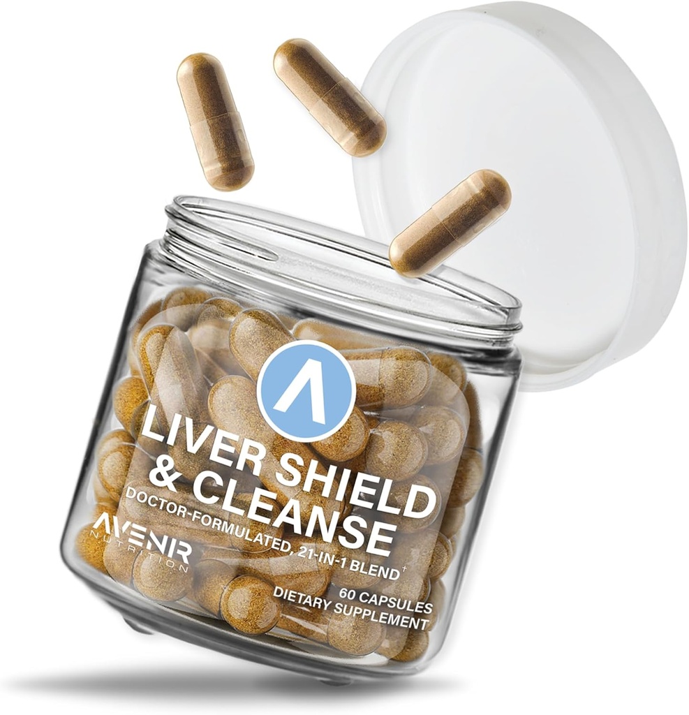 Avenir Nutrition Liver Shield &amp; Cleanse ← Herbal Liver Cleanse Detox &amp; Repair Supplement tención Milk Thistle & Artichoke Extract Supplements ← Fatty Liver & Health Support ← 60 Capsules for Men and Women