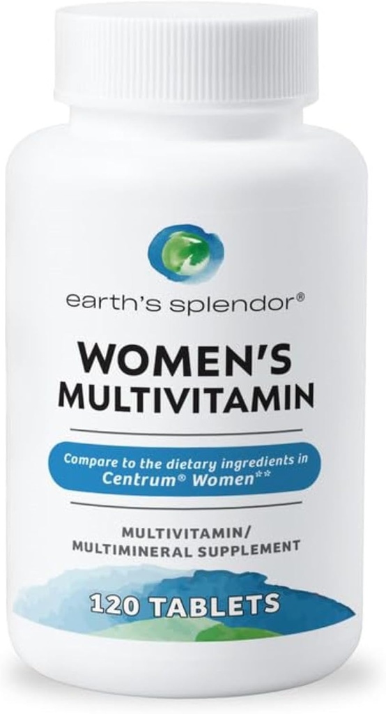Multivitamina de Mujeres Esplendor de la Tierra, Soporte general de bienestar, Suplementos multimineral, ayuda a apoyar el metabolismo, vitamina B12, vitamina A, C, D, E, K, B6, Biotina (120 Tablas de Apoyo Inmunitario)