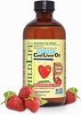 NILDLIFE ESSENTIALS Aceite de hígado de bacalao para niños - Aceite de hígado de bacalao líquido, para bebés 6+ meses, niños pequeños, añadido DHA, EPA, ácidos grasos Omega-3 - Fresa, 8 fl oz