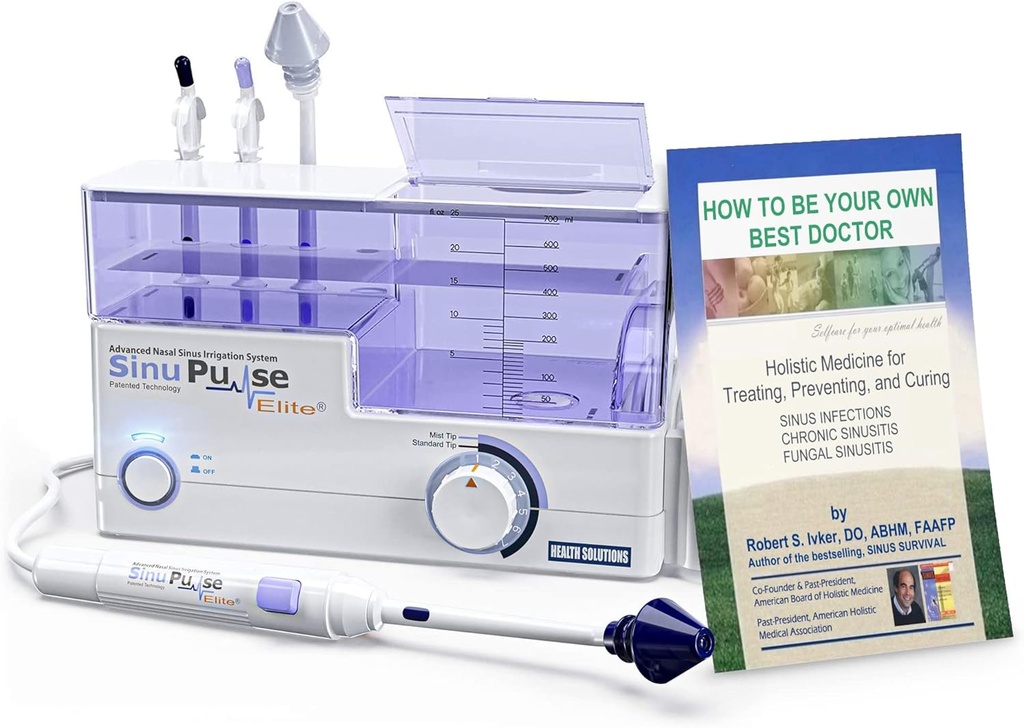 SinuPulse Elite Advanced Nasal Irrigation System, Pulsating Nasal Congestion Relief & Sinus Rinse Machine, More Effective Than Neti Pot, Nose Spray or Nasal Wash Bottle, with 30 SinuAir Packets