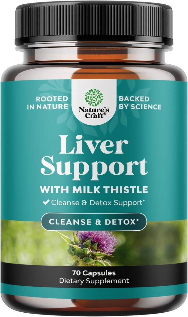 Liver Cleanse Detox " Repair - Milk Thistle Supplement for Digestion & Immune Health - Ginger Root, Choline " Dandelion Root - Herbal Liver Support with Silymarin, Beetroot & Artichoke - 70 Count