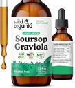 Wild & Organic Soursop Graviola Liquid Drops - Guanabana Leaves & Soursop Fruit Tincture for Antioxidant Support - Graviola Leaf Extract Supplement - Vegan, Sugar &amp; Alcohol-Free - 2 fl oz