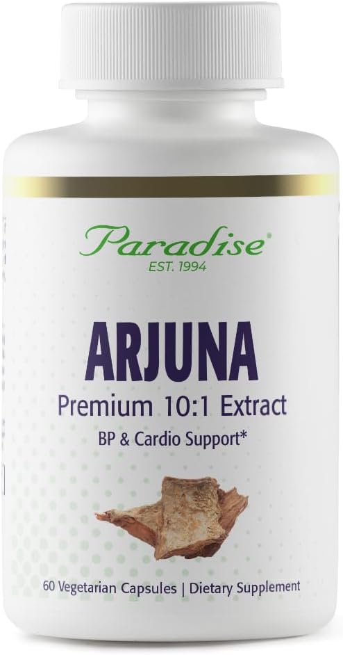 Herbs paradisiacos Arjuna, Soporte Cardiovascular, Mantenimiento de Presión Sanitaria, Salud cardíaca, Suplemento Antioxidante, Vegano, No GMO, Gluten Gratis, 60 cápsulas vegetarianas
