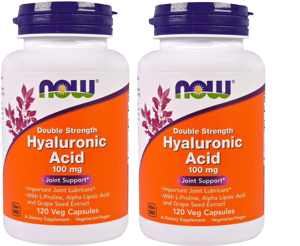 Ahora Alimentos - Ácido Hialurónico 100 mg - 120 Cápsula de Veg (Pack de 2)