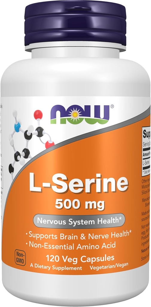 AHORA Suplementos, L-Serine 500 mg, Nervous System Health, 120 Veg Capsules
