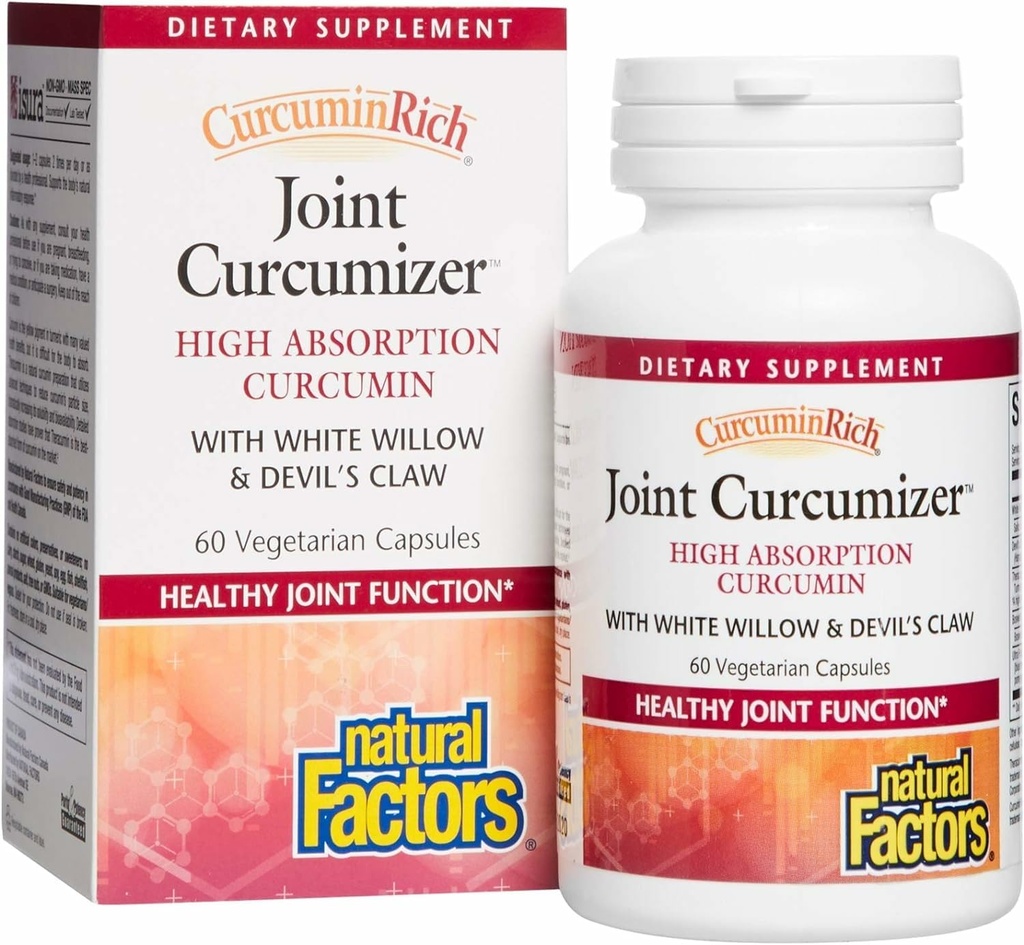 CurcuminRich Curcumizer Conjunto por Factores Naturales, Apoyo Juntas Saludables, Corazón y Respuesta Inflamatoria Natural con sauce blanco, 60 cápsulas (30 porciones)