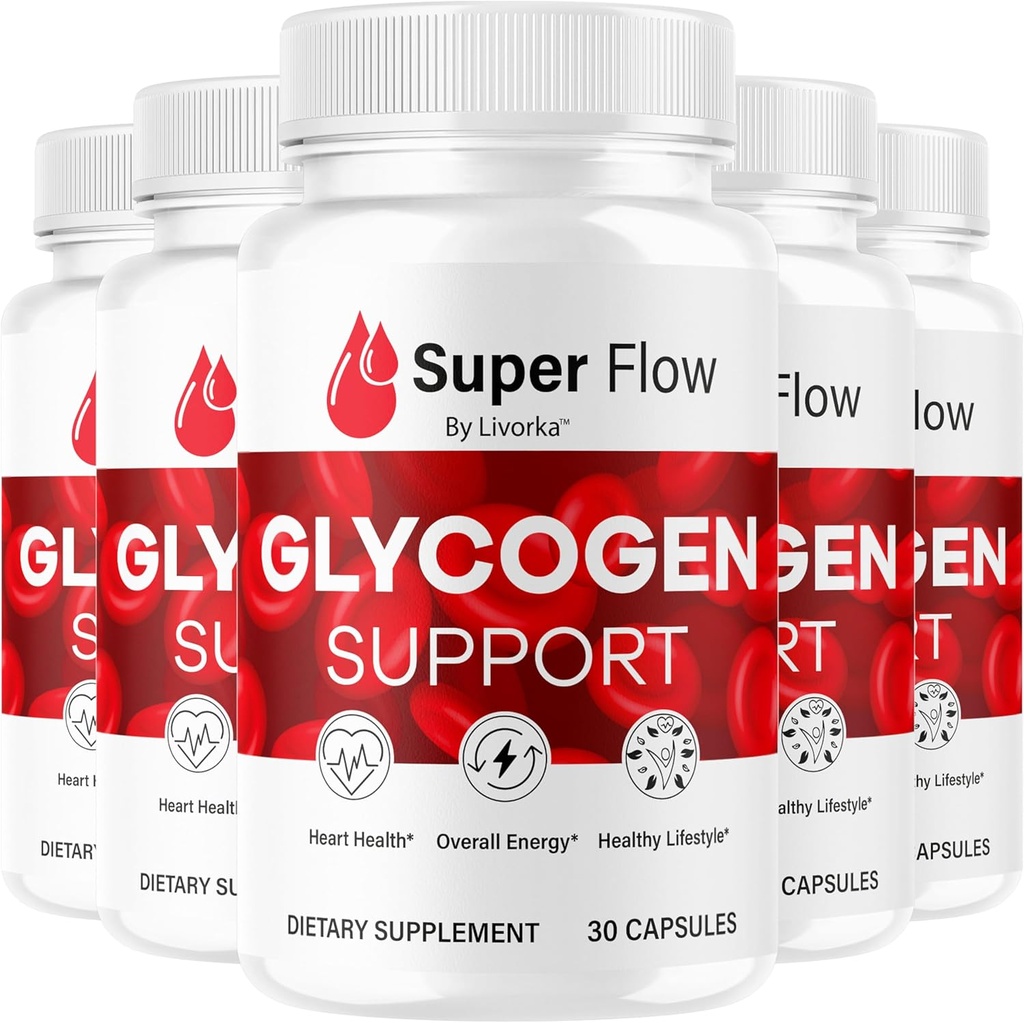 (5 Pack) Super Flow Glycogen - SuperFlow Glycogen Support Capsules, Super Flow, Glycogen Support Super Flow, Official SupperFlow Glycogen Support, Super Flow Glyco Optimizer, 150 cápsulas Para 5 meses