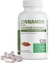 Bronson Cinnamon Plus Chromium Picolinate Suplemento, High Potency Chromium, Non-GMO, 120 Vegetarian Capsules