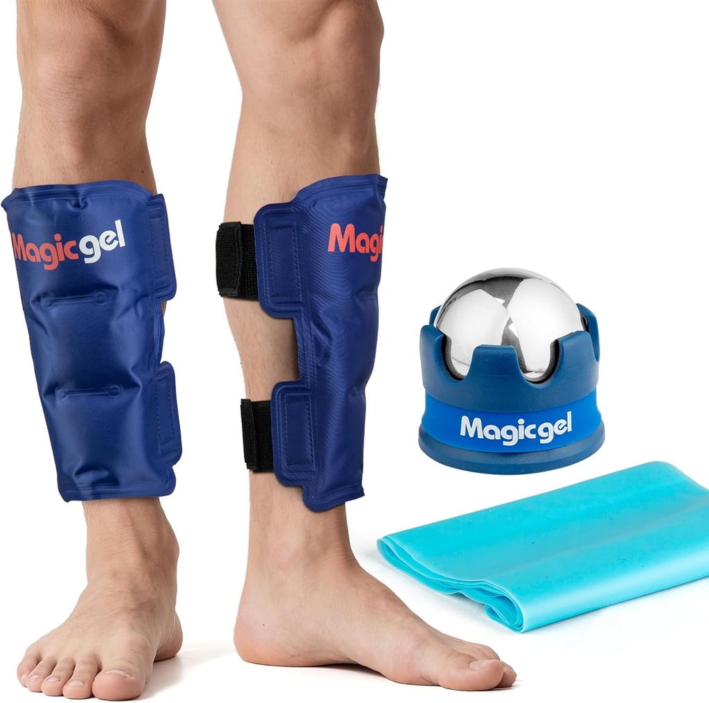 Shin Splint Relief: Hot < Cold Packs, Cryoball &amp; Stretch Bands for Shin Splints ← Terapia caliente > fría para Leg Pain Relief ← por Magic Gel
