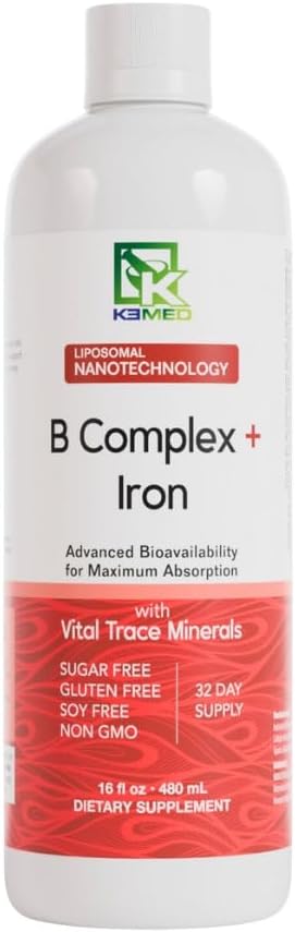 Nanonutrition B Complex + Iron ANTE Liposomal Nanotechnology TEN 100% Natural Ingredients TEN 16 Fl. Oz. ANTE 32 Servimientos