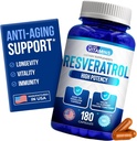 Nos gusta vitaminas Resveratrol 1000mg por servicio - 180 cápsulas de verduras fáciles de absorber - Suplemento de Resveratrol natural 1000mg - Suplementos antioxidantes Ayuda Apoyo Anti-Aging y Sistema Inmunitario