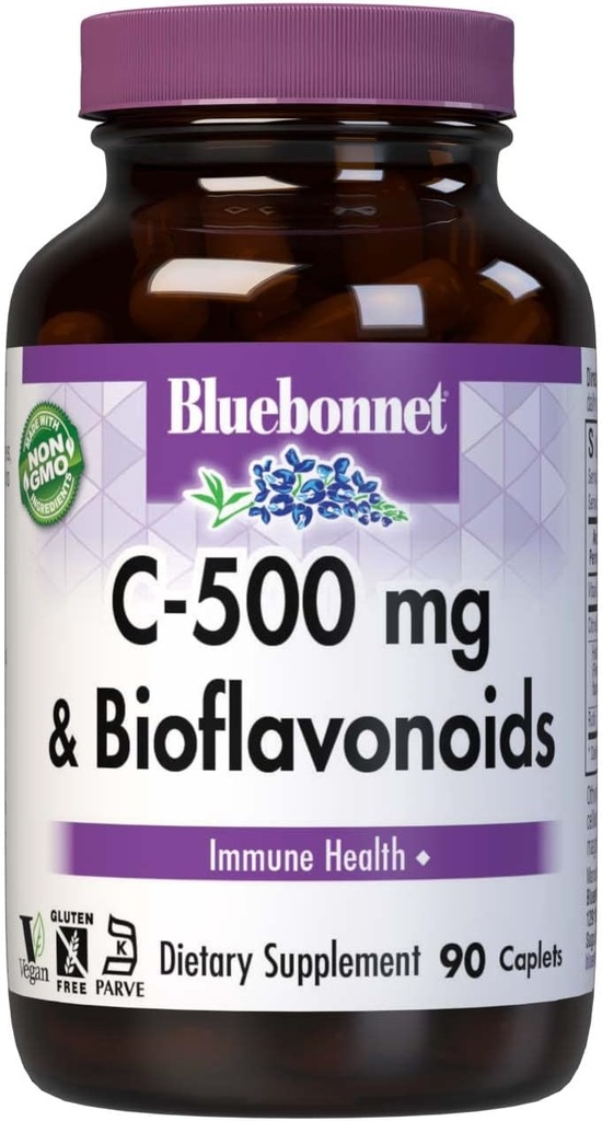 BlueBonnet Vitamina C 500 mg Plus Bioflavonoides Caplets, 90 Conde (743715005228)