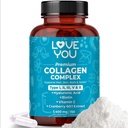 Love You Premium Collagen Complex – Tipos I, II, III, V & X – Hair, Skin, Nails, Joints & Gut Support – Hidrolyzed Bovine Collagen Peptides – Grass-Fed, Non-GMO, 120 Capsules, USA Made