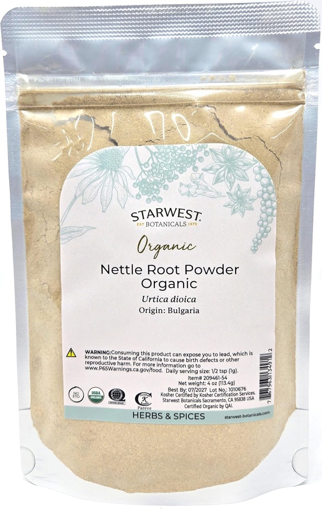 Starwest Botanicals Orgánica Nettle Root Powder 4 oz