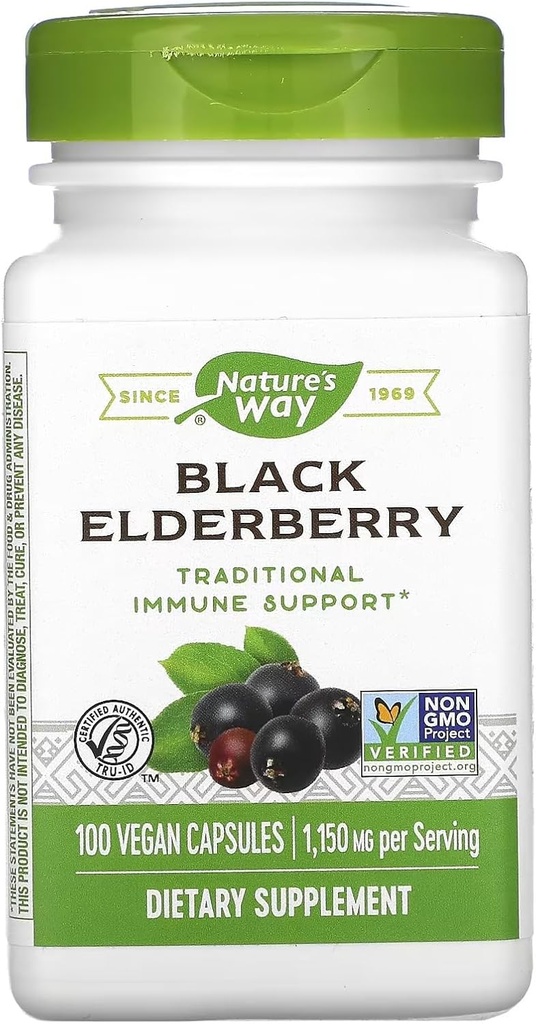 Manera de la naturaleza Black Elderberry 100 cápsulas Pack de 3
