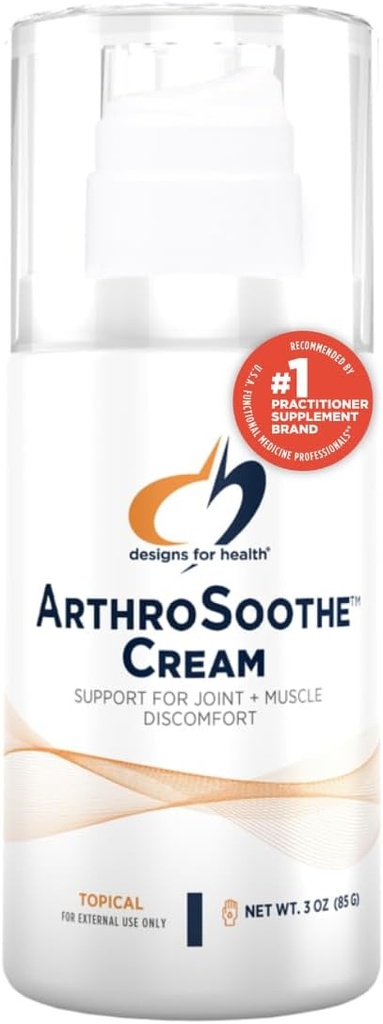 Diseños para la salud ArthroSoothe Cream - Muscle & Joint Support Lotion - Características Ácido hialurónico " Glucosamina - Hecho con menta, eucalipto " Árbol de té Aceites esenciales - No GMO - 3 oz