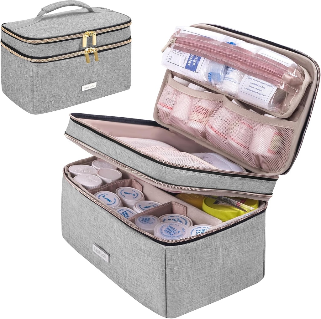 Filtro de almacenamiento de medicamentos Organizador de botellas con el organizador de botellas de bolsillo pequeño portátil para emergencias Inicio de primeros auxilios Kit (Gray)