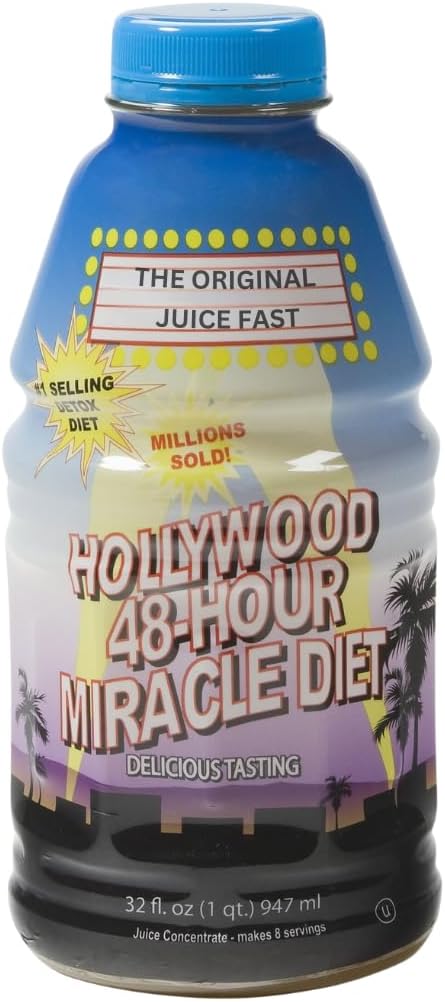 Hollywood diet - 48-Hour Miracle Fruit Juice Cleanse Diet 1-Pack, Detox Cleanse for Weight Loss " Rejuvenation, Food Replacement, Fast Acting Diet, Weight Loss Drink, 32 Fl. Oz.