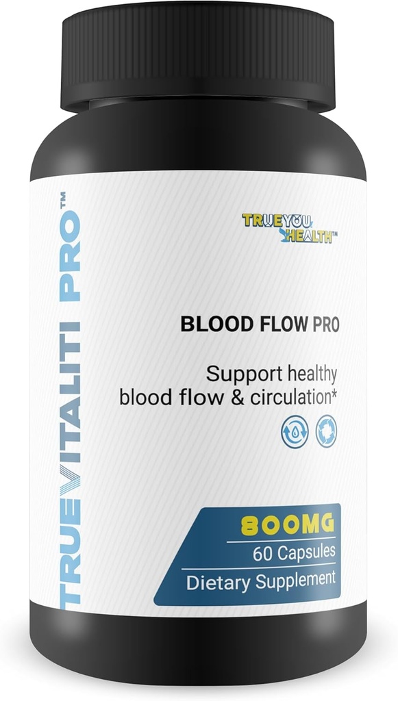 True Vitaliti Pro Blood Flow Pro L-Arginine - Nuestro Mejor Suplemento de Circulación para la Vitalidad Verdadera Sangre Masculina Salud - L-Arginina Hombres Circulación Suplemento - Ayuda Blood Flow