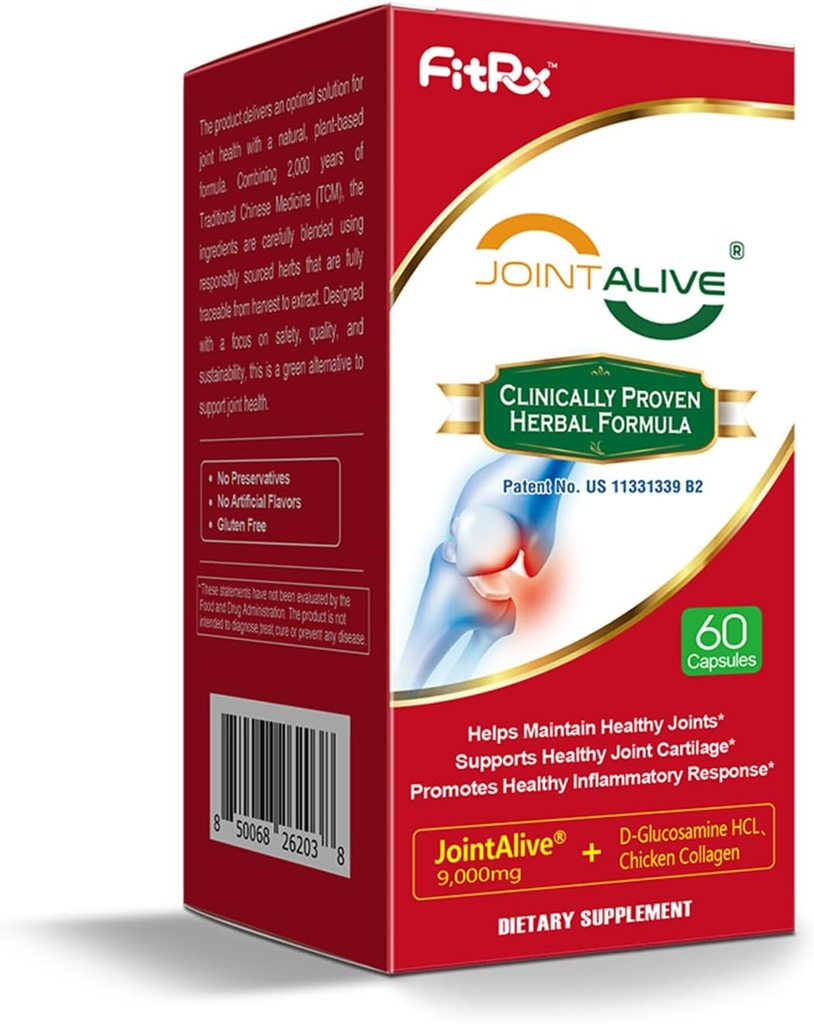 FitRx JointAlive Joint Support Supplements for Women ' Men, Glucosamine Chondroitin, Tipo II Collagen, Relief Joints Discomfort, Cartilage Repair, as Quickly as 7 Days, 30 Servings
