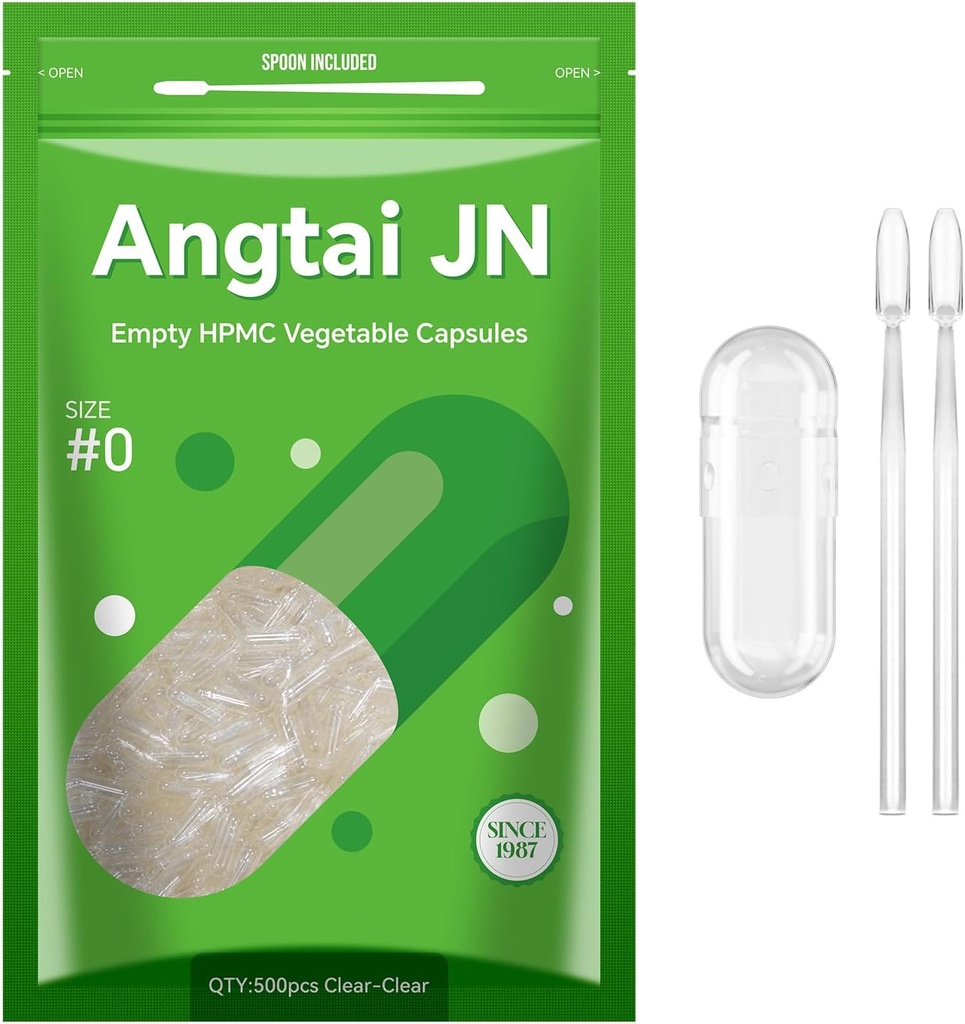 Tamaño 0 Cápsulas Vacío Planta Vegana Basado Clear (500 Conde) Gluten Free, Non-GMO, Halal Certified Pill Caps Filling Kit con 2 Cápsulas para DIY vegetariano Sus propios Suplementos