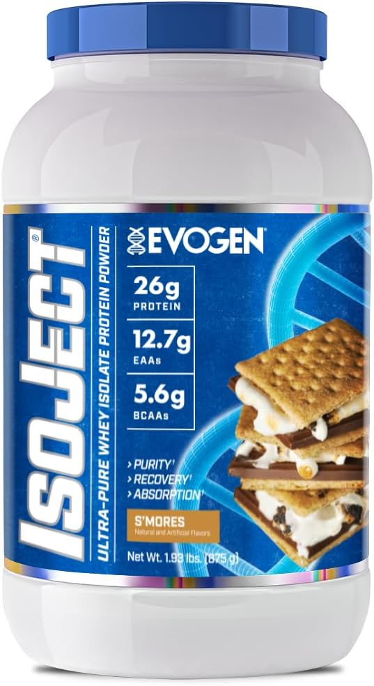 Evogen Isoject - Whey Protein Isolate ← Ultra-Pure Whey Protein Powder with Ignitor Enzymes, BCAAs, and EAAs ← Enhanced Absorption & Recovery TEN S'Mores TEN 25 Servings