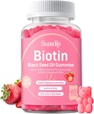 Mangas de aceite de semilla negra con biotina, soporte inmunológico Pelo sano sensibles para mujeres y hombres, clorofila, zinc, vitamina A, B6, B12, C, D, E, suplemento vegano - 60 Gummies