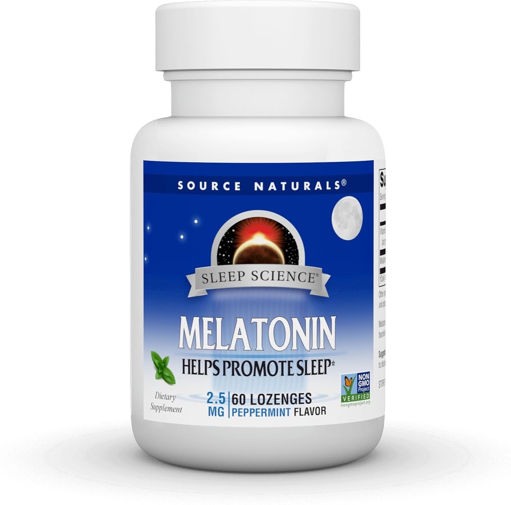 Fuente Naturals Melatonina, Ayuda a promover el sueño* 2,5 mg - 60 Lozenges saboreados de menta
