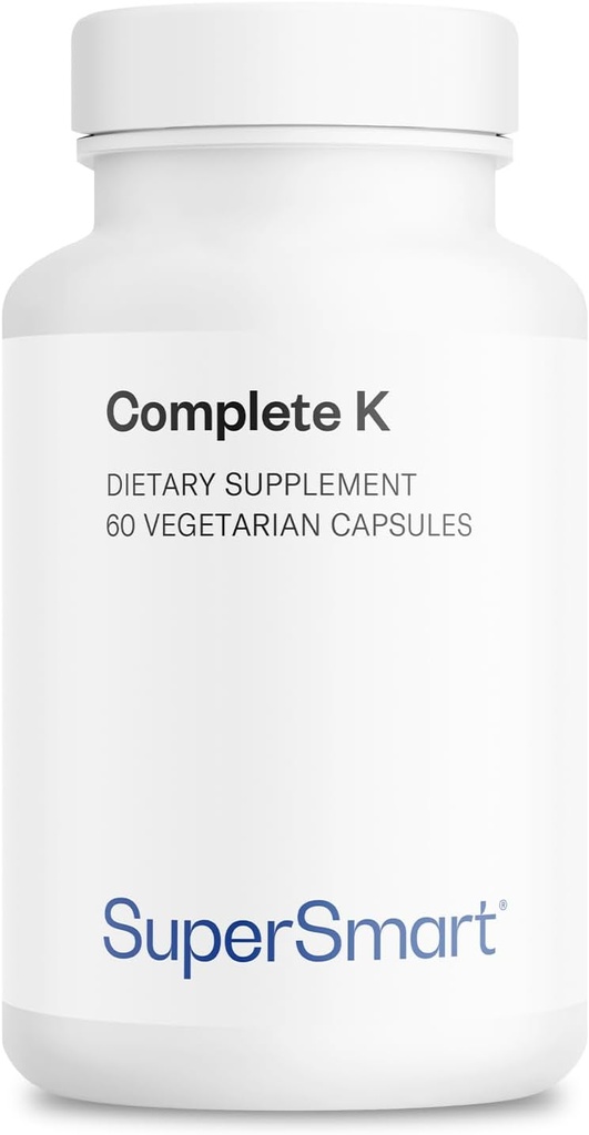 Supersmart - Complete K - with K1, K2 (MK4 + MK7) - Full Spectrum Vitamin K Supplement ← Non-GMO &amp; Gluten Free - 60 cápsulas vegetarianas