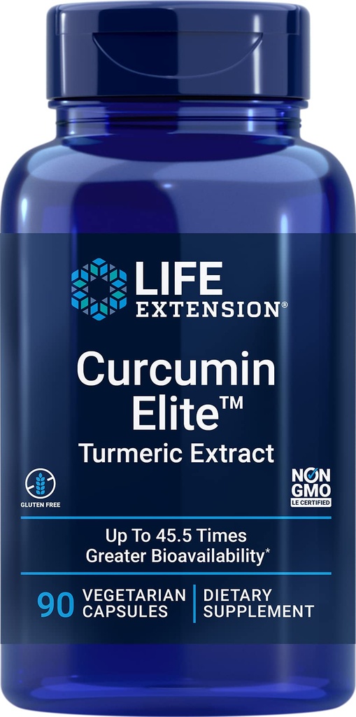 La extensión de vida Curcumin Elite Turmeric Extract, 90 Veg Capsules