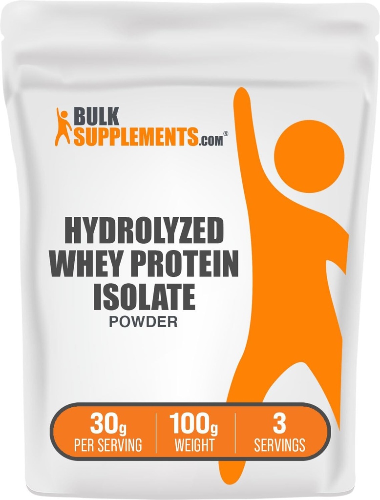 BulkSupplements.com Hidrolyzed Whey Protein Isolate Powder - Whey Isolate Protein - Sin sabor, 30g por Serving, 100g (3,5 oz) (Pack de 1)