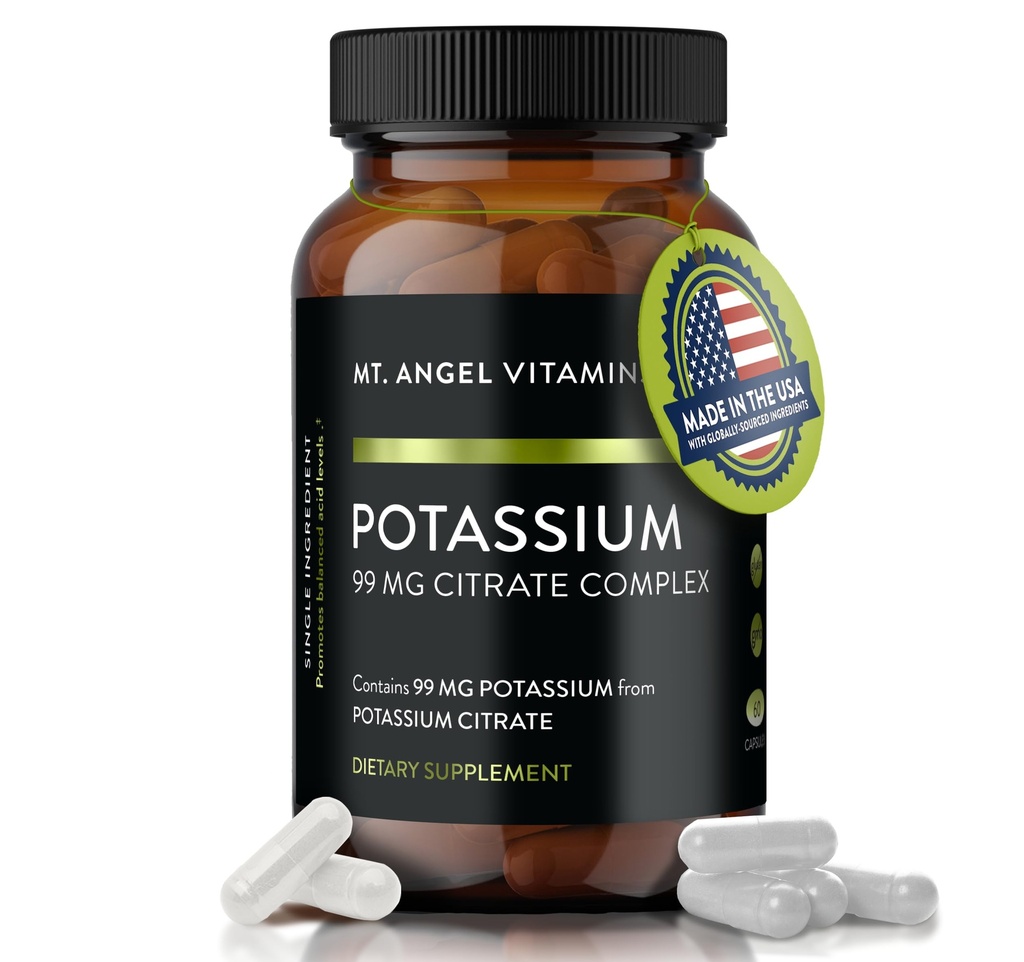 Mt. Angel Vitamins - Potassium Supplement, 99 MG Potassium Citrate Complex, 60 Capsules