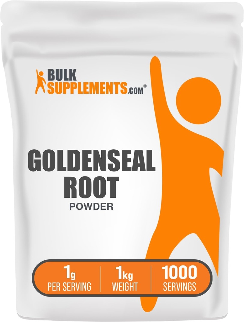 BulkSupplements.com Goldenseal Powder - Suplemento Herbal, Fuente de Goldenseal Root - Vegan &amp; Gluten Free, 1g por Serving, 1kg (2.2 libras) (Pack of 1)