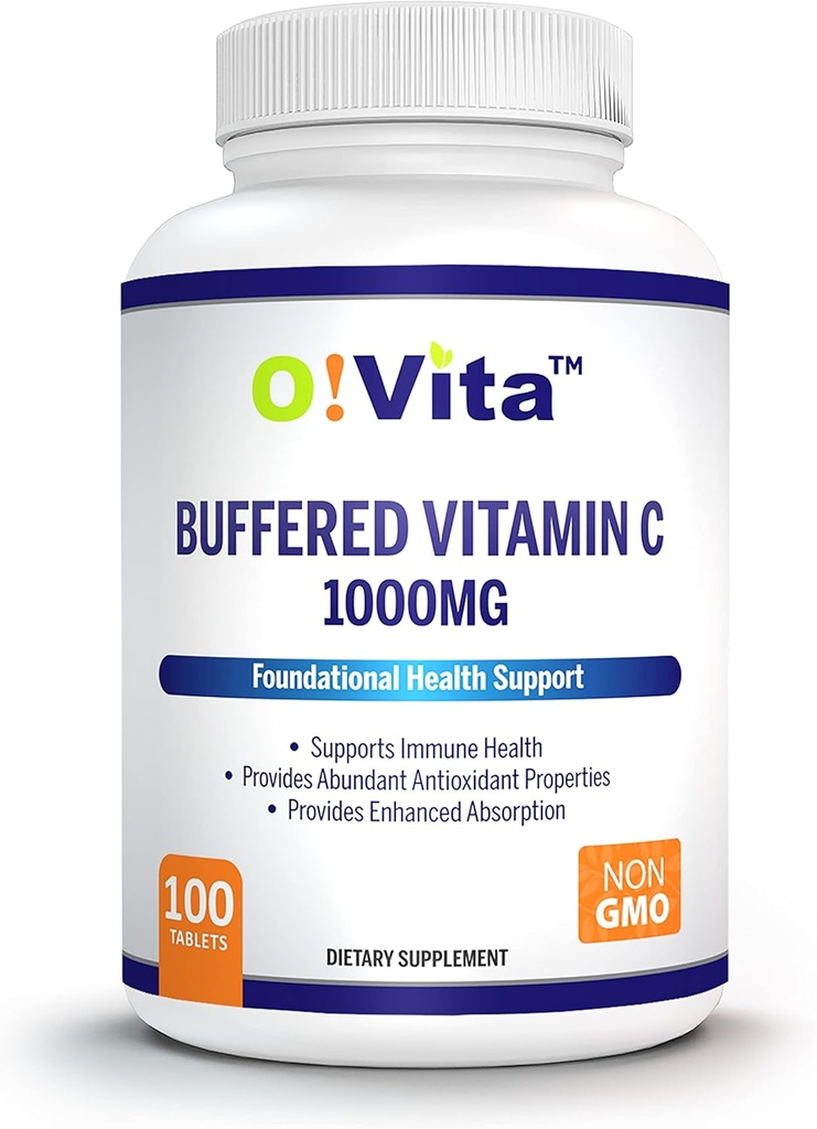 Vitamina Buffered C 1000mg para el apoyo a la salud inmune, 100 tabletas no transmisibles, fuente de 100 días