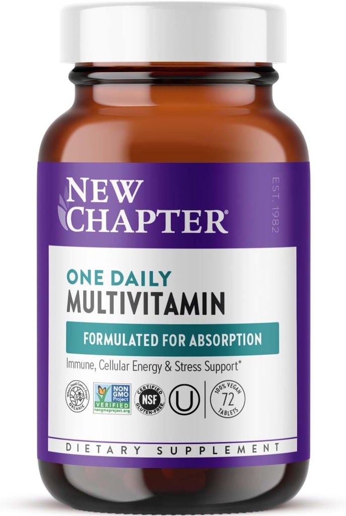 Nuevo Capítulo Uno Multivitamínico diario para Immune, Energy & Stress Support, 20+ Nutrientes fermentados con Probióticos & Alimentos completos, hechos con verduras orgánicas - 72 ct