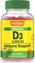 WellSí Vitamina Orgánica D3 2,000 UI (50 mcg) Gummies - Soportes Bono, Fuerza muscular e inmunidad - No GMO, Gluten Gratis - USDA Organic - Natural Flavors - 60 Gummies