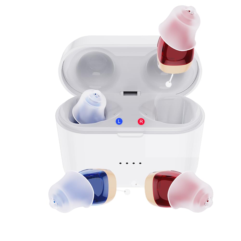 Ayudas de Audición para Seniors, Ayuda de Audición Recargable 10 Canal Mini Dispositivo de Audición con Amplificadores de Audición para Adultos con Caso de Carga