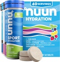 Nuun Hydration Electrolyte Tablets - Sodium, Potassium, Chloride, Calcium, Magnesium, 1g &amp; 0g Sugar Drink Mix TEN Vegan, Gluten Free, Non-GMO TEN Full Pack, Mixed Flavors, 4 Pack (40 Total Servings)