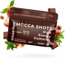 SGC Highest Concentration 100mg Caffeine per Gummy, 2 Gummies per Pack, 6-Pack Mocca Shots Sugar-Free Strawberry Plant-Based nootropic Instant Energy with Ginkgo biloba, Theobromine.