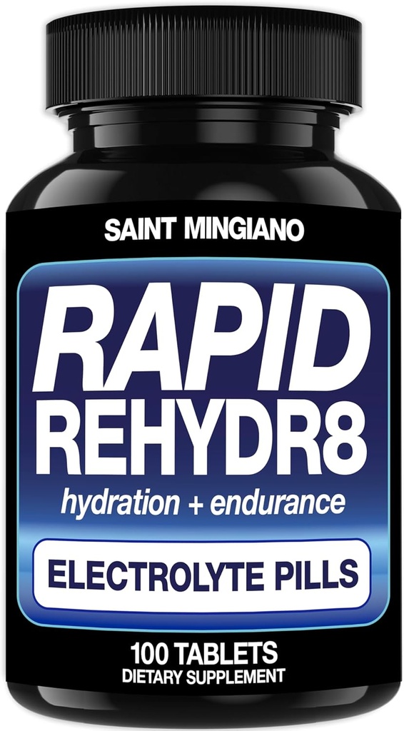Tablas de electrolitos de rehidratación rápida 100 cápsulas – Ayuda de píldoras de hidratación en la prevención de calambres y apoyos resistencia muscular y recuperación - 100 cápsulas fáciles de absorber