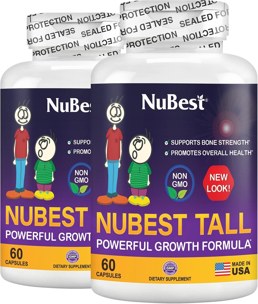 NuBest Tall | Support Bone Strength, Bone Health, Enhanced Immune and Whole Body Wellness with Calcium, Collagen, and Herbs for Ages 5+ & Teens | Pack 2 | 2 Months Supply