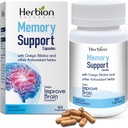 HERBION Naturals Memory Support Capsules, ayuda a mejorar la función cerebral " Absent Mindedness, mantiene niveles saludables de mood con Ginkgo Biloba, para adultos, 60 cuenta, paquete de 1