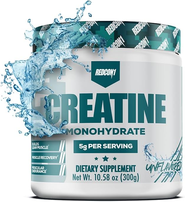 REDCON1 Creatine Monohydrate - Keto Friendly + Vegan Pre & Post Workout Supplement - Creatine Powder to Support Recovery & Athletic Performance (60 Servings)